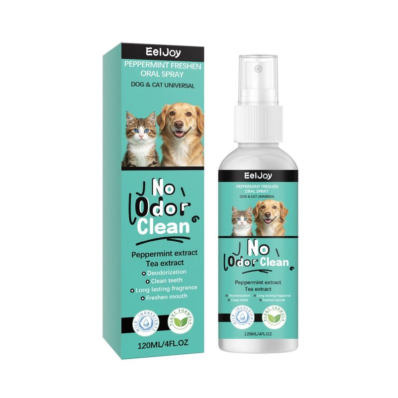 EelJoy Peppermint Fresh Oral Spray - Gentle Ingredients For Daily Cleaning Of Pet's Oral Odor - Convenient Spray For Quick Removal Of异味